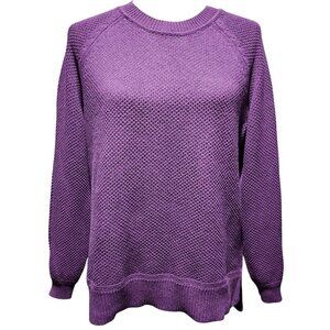 Time And Tru Womens Winter Warm Purple Knit Sweater Crewneck Cotton Blend Size M